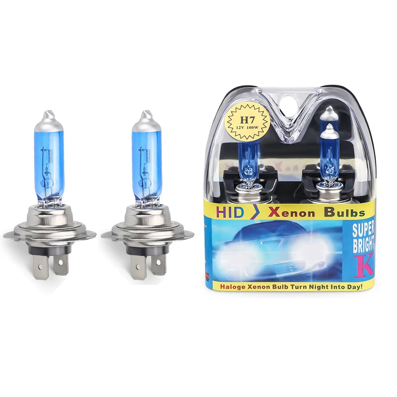 2pcs 6000k Super Bright White H7 Halogen Bulb 12V Car HeadLight Bulb h7 55w 100w Halogen Lamp Car HeadLight Replacement Bulb