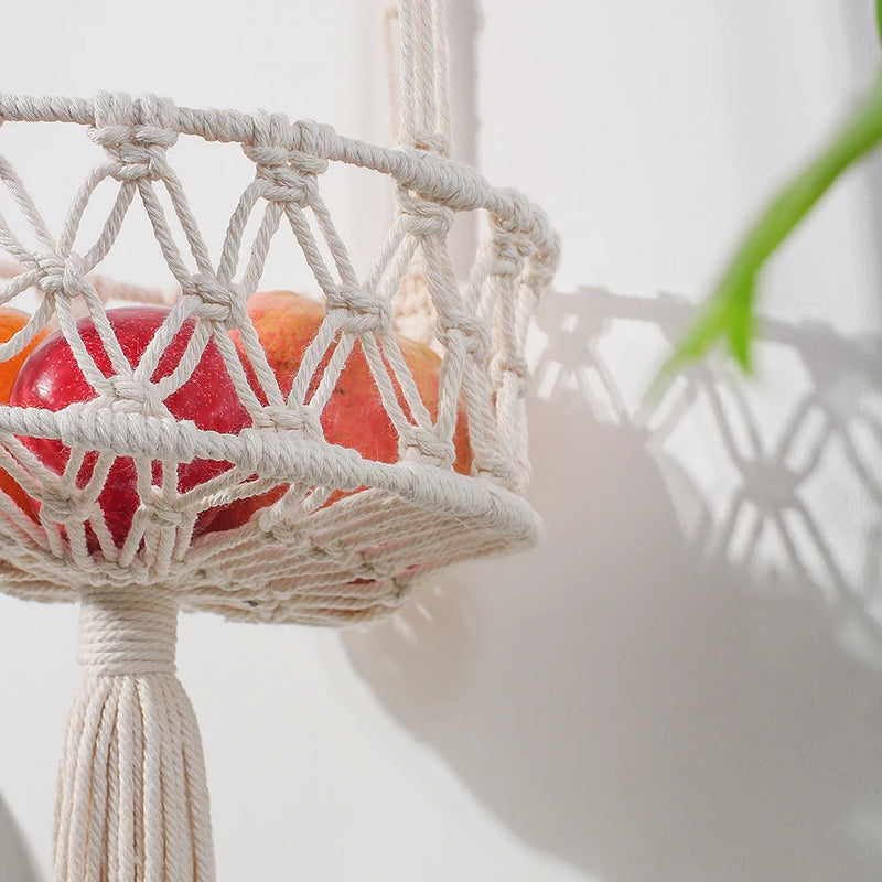 3 Tier Macrame Hanging Basket Boho Home Decor Flower Plant Holder Hanging Fruit Basket for Kitchen Indoor Outdoor Decorative