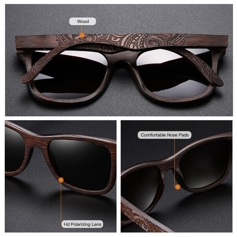 EZREAL Natural Polarized Wooden Sunglasses Men Bamboo Sun Glasses Women Brand Designer Original Wood Glasses With Wooden Box