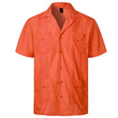 Herren Traditionelles Kubanisches Camp-Collar Guayabera Hemd Kurzarm Besticktes Mexikanisches Karibik-Stil Strandhemd mit 4 Taschen