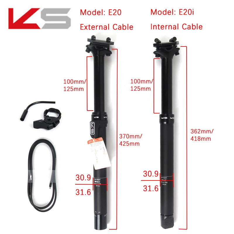 KS seatpost E20/E20-i with remote control dropper seat post 30.9/31.6mm travel125mm EXA bicycle