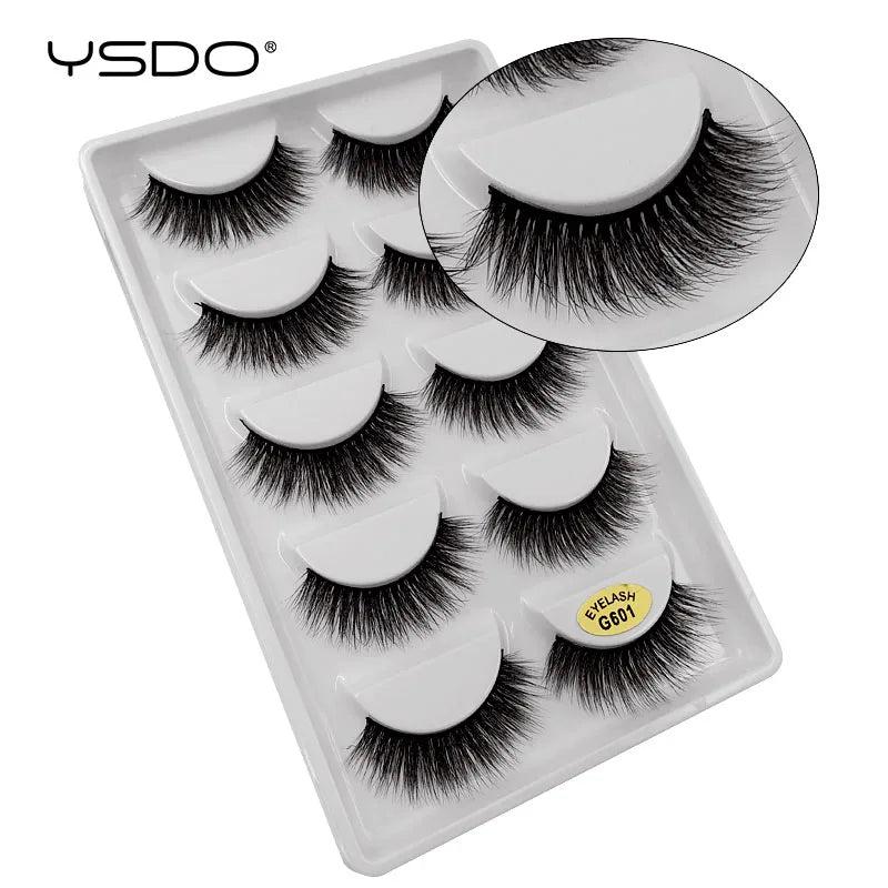 YSDO 5 pairs eyelashes mink strip lashes dramatic eyelashes natural 3d mink eyelashes makeup false eyelashes cilios maquiagem