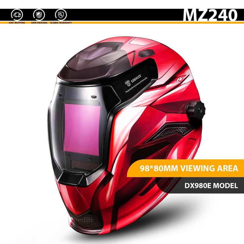 DEKO Welding Helmet Solar Powered Auto-Darkening Hood with Adjustable Shade Range 4/9-13 for MIG MMA Arc Welder Mask New Design