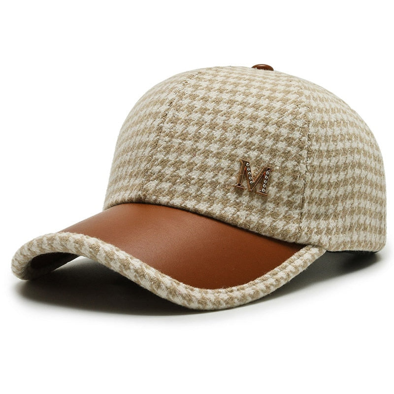 FS 2023 British Plaid Baseball Hats For Men Luxury Designer Brand Women Cap Brown Houndstooth Bone Trucker Hat Casquette Homme