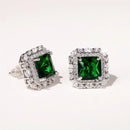 Huitan Vintage Green CZ Stud Earrings for Lady Dance Party Luxury Ear Accessories Anniversary Birthday Gift Women's Jewelry Hot
