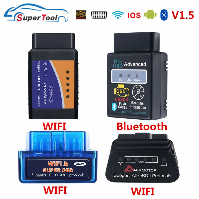 OBD2 Auto Scanner ELM327 Bluetooth/WIFI V1.5 OBDII ELM 327 BT/WI-FI 1.5 HHOBD HH OBD ELM327 Bluetooth 5.1/1.5 ELM 327 Switch On