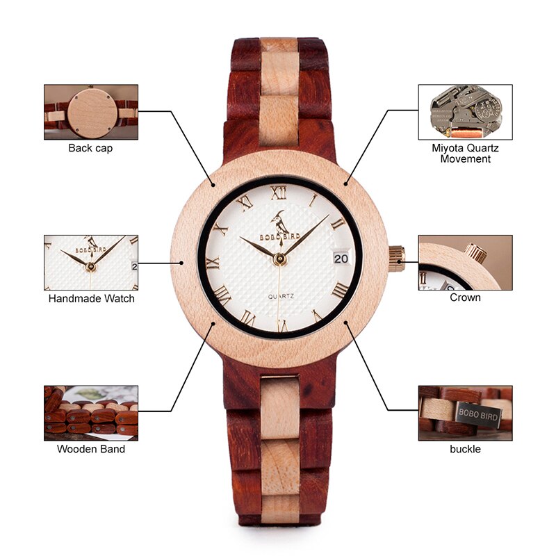 BOBO BIRD Wood Watch Female Women M19 Rose Sandal Minimal Dress Quartz Wristwatch Top Brand Luxury часы женские relogio feminin