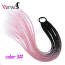 Synthetic 24 inch Ponytail Hairpiece With Rubber Band Hair Ring Chignon Crochet Braid Hair Ponytail Hair Extension Pink,Rainbow