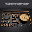 Antique Brass Shower Faucets Set 8'' Rainfall Shower Head Brass Handshower Dual Handle Mixer Tap Rotation Bath Shower Faucet