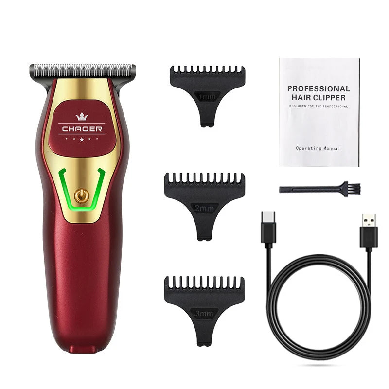 Powerful Professional Hair Trimmer Men 0 MM T Blade Electric Clipper Rechargeable Barber Haircut Machine Beard Trimmer Shaver