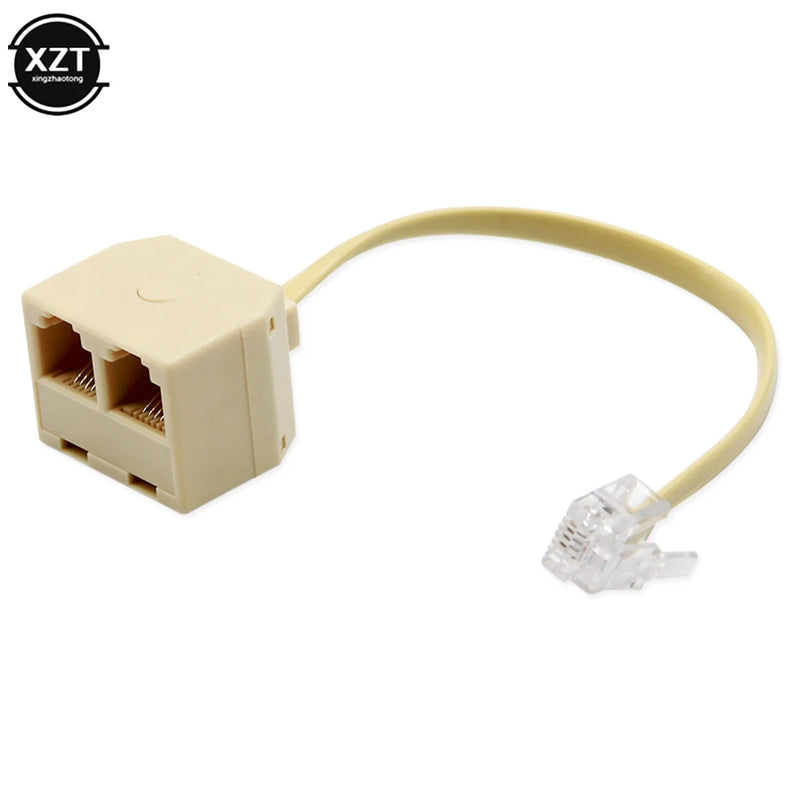 WSFS Hot 2 ports 6P4C RJ11 Dual Female to Male Telephone Cable Splitter Adapter