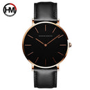Hannah Martin Hochwertige Roségold Zifferblatt Uhr Herren Leder Wasserdichte Armbanduhr Damen Kleid Mode Japan Quarzwerk Saat