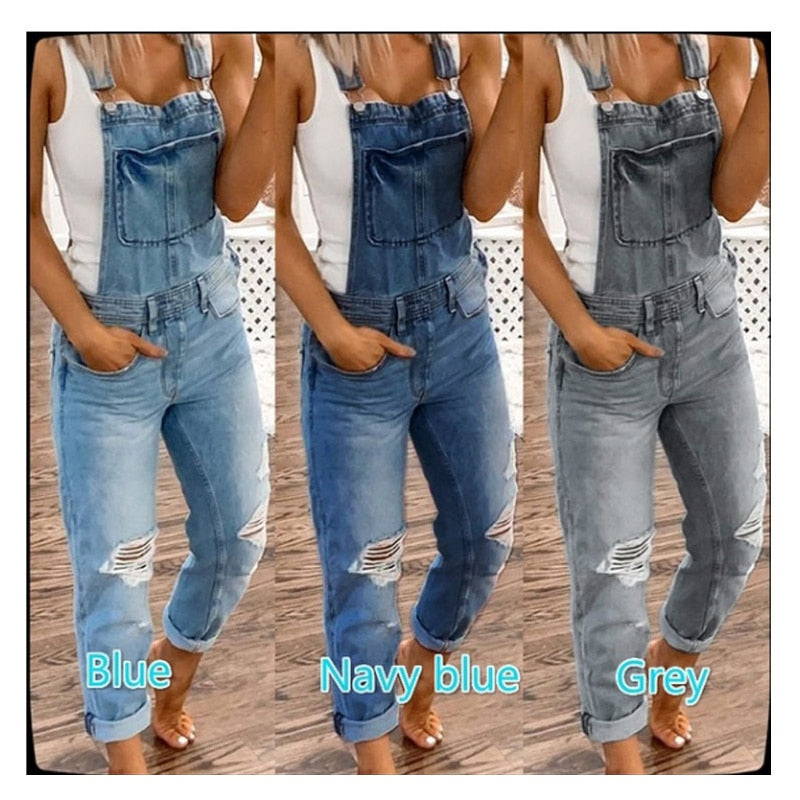 Cargo Pants Women Holes Slim Fit Overalls Women&