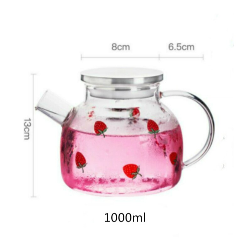 Red rose Enamel Crystal Flower Glass Teapot for Hot and Cold Drinks Home Drinkware Office water kettle Tea set coffee pot