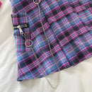 Harajuku Plaid Skirt Women Punk y2k High Waist Mini Tennis Skirts Uniform Chain Pocket A-line Streetwear Vintage Free Belt