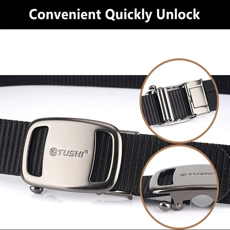 TUSHI Male Outdoor Hunting Tactical Belt Men's Military Nylon Waist Strap High Quality Metal Automatic Buckle Army Canvas Belts