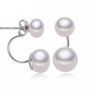Naturperlen-Ohrstecker für Damen, Schmuck aus S925 Sterlingsilber, echte weiße, schwarze Doppelperlen-Ohrringe für Partys