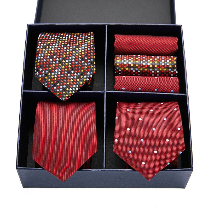 Gift box packing Silk Ties For Men Novelty Hanky  Set 3 Styles  Men&