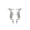 Fashion Angel Wing Full Rhinestone Earrings Popular Leaf Shaped Clear Crystal Earrins For Women Gifts Party Clip Jewelry