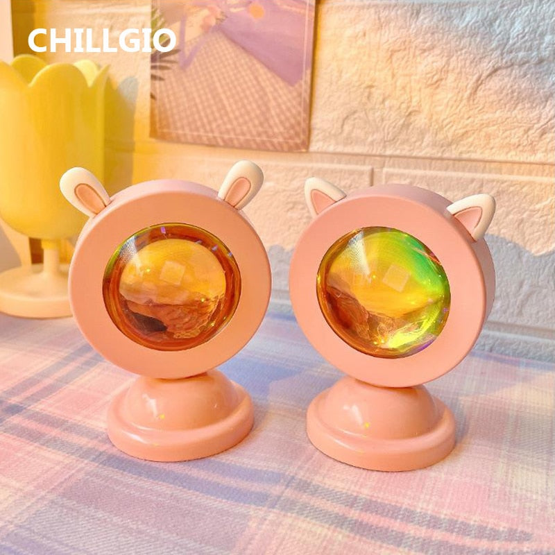 CHILLGIO Mini Sunset Light Atmosphere Ins Projector Photo LED Rainbow Dawn Table Lighting Room Decor Portable USB RGB Night Lamp