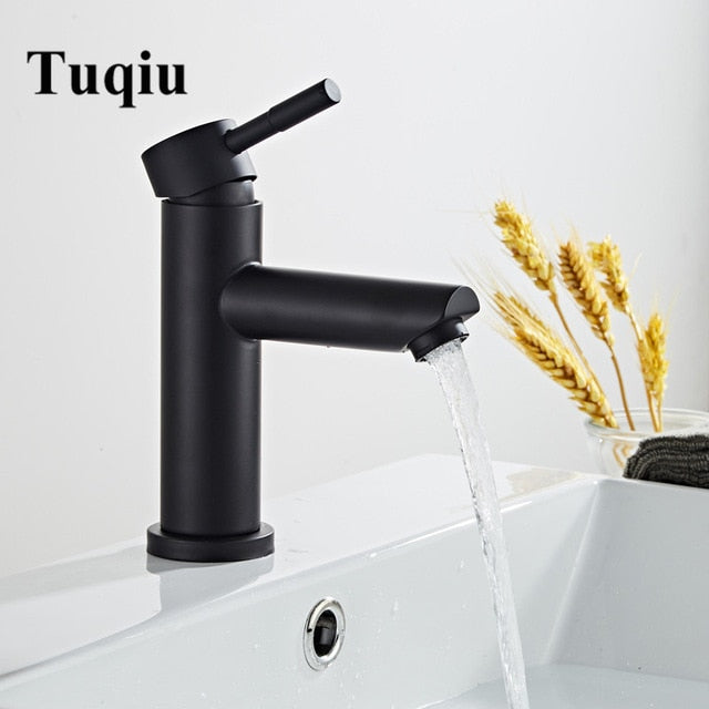 Bathroom Faucet Solid Brass Bathroom Basin Faucet Cold And Hot Water Mixer Sink Tap Single Handle Deck Mounted Brushed Gold Tap