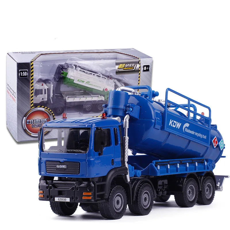 High simulation alloy suction sewage truck model,1:50 waste water recycling transportation engineering vehicle,hot selling