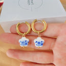 Fashion Pie pair semi-precious Lapis lazis Natural Gem beads Heart of Love Pendant Charm Women's Earrings Jewelry 2022