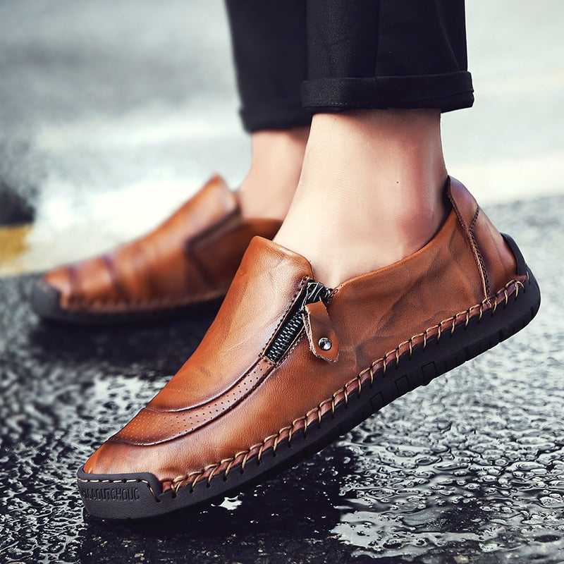 KEZZLY New big size 38-48 men casual shoes loafers spring and autumn mens moccasins shoes genuine leather men's flats shoes