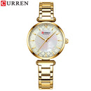 Watches for Women Luxury Brand CURREN Elegant Thin Quartz Wristwatch with Stainless Steel Simple Female Clock