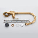 Antique Brass Kitchen Faucet Pull Out Kitchen Sink Faucet Single Handle Faucet 360 Rotate Kitchen Tap Hot Cold Water Mixer Crane