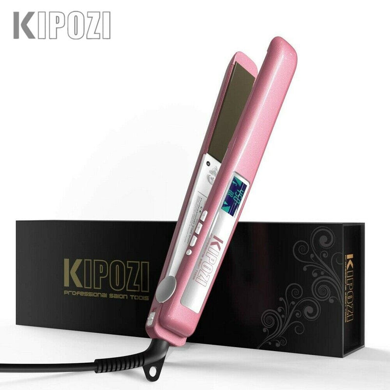 KIPOZI Hair Straightener Professional Titanium Flat Iron Digital LCD Display Flat Iron Comb Hair Curler Beauty Care Curling Iron