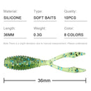 Spinpoler AJING Soft Fishing Lures Rockfish 10pcs/lot 0.3g 36mm Twin Tail Artificial Wobbler Ocean Rock Silicone Shad Worm Bait