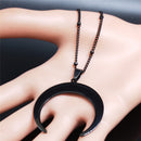 Gothic Stainless Steel Moon Necklace for Women Black Color Big Neckless Jewelry collar acero inoxidable mujer N3107S03