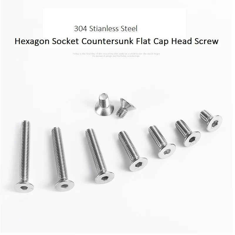 M5 304 Stainless Steel Hexagon Socket Countersunk Head Screws M5*6 8 10 12 14 16 30 40 50 60 70 80 90 100mm DIN7991 Full Thread