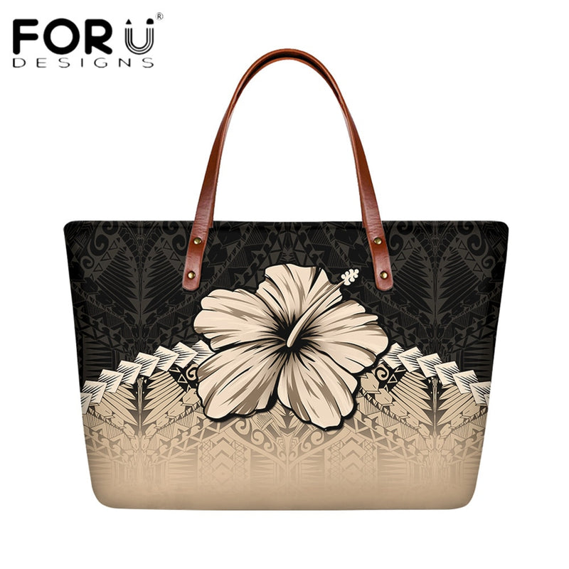 FORUDESIGNS High Quality Women Handbag Polynesian Pattern Hibiscus Flower Printing Personal Luxury Female Shoulder Bolsas