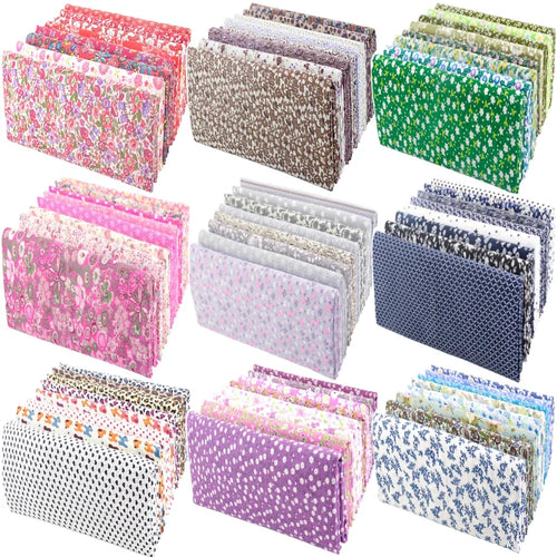 Teramila 8er-Pack quadratischer, mehrfarbig bedruckter Baumwollstoff für Nähdecken, Stepparbeiten, Nadelarbeiten, kariertes Bastelmaterial, Patchwork