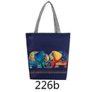 New Lady Tote Bags Black White Cute Cat Printed Fabric Eco Handbag High Capacity Shopping Office Reusable Casual Shoulder Bag