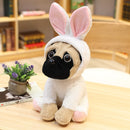 20/35cm PUG Dog Cute Animal Dogs Cos Cosplay Dinosaur Rabbit Elephant Lion Sheep Leopar Stuffed Dolls Kids Birthday X-mas Gifts