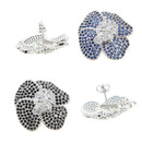 Promotion High quality micro pave blue black cubic zirconia cz bloom flower Big cz flower cz women earring 2022 spring new