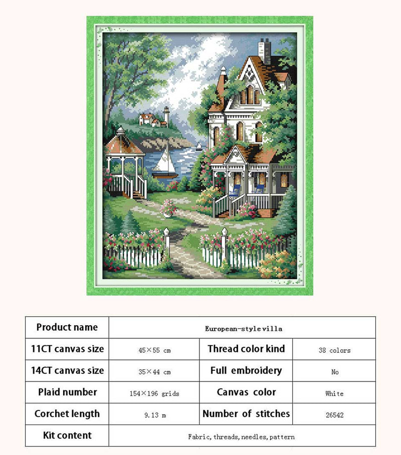 Leisurely Cabin House Scenery Patterns Counted 11CT 14CT Cross Stitch Sets DIY Cross-stitch Kit Embroidery Needlework Home Decor