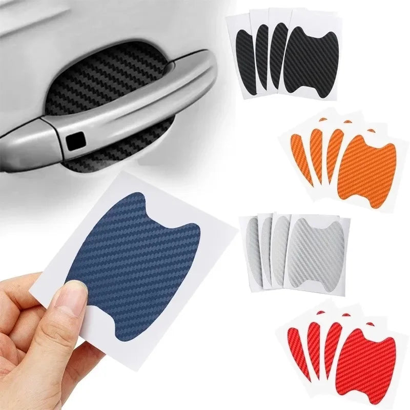 4Pcs/Set Car Styling Mouldings Sticker Car Door Sticker Carbon Fiber Scratches Resistant Cover Auto Handle Protection Film Parts