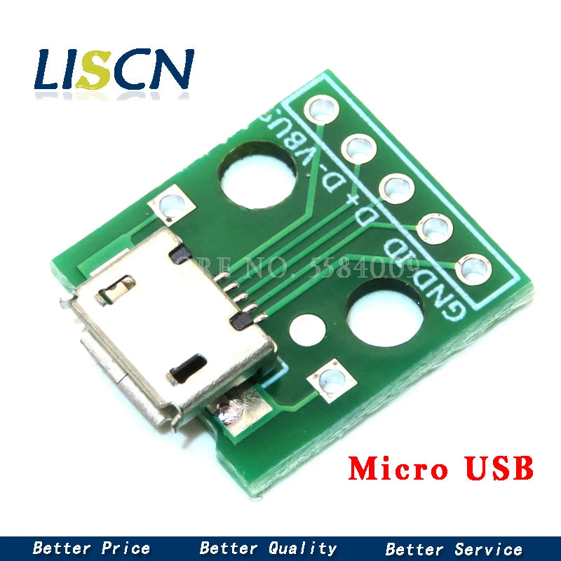 5pcs Mini Micro USB USB A Male USB 2.0 3.0 A Female USB B Connector Interface to 2.54mm DIP PCB Converter Adapter Breakout Board