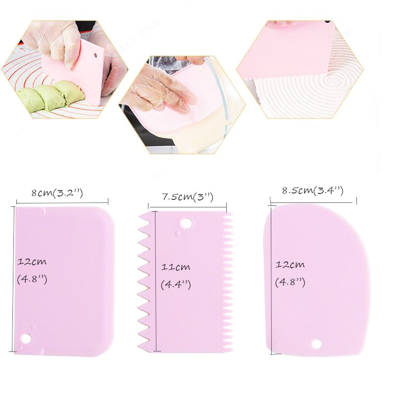 Pink Cake Decorating Turntable With Icing Smoother Pastry Spatula Cream Bag Baking Accessories Set