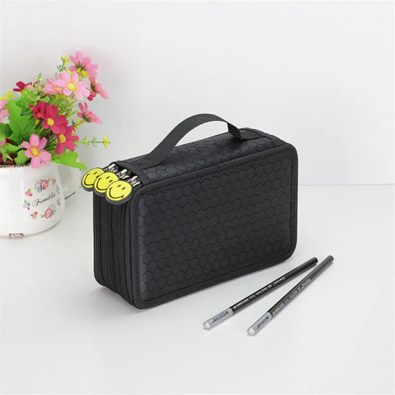 Cute Penal School Pencil Case for Girls Boys Penalty Big Pencilcase Three Zipper 52 Slots Pen Box Stationery Cartridge Kit Bag