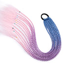 Synthetic 24 inch Ponytail Hairpiece With Rubber Band Hair Ring Chignon Crochet Braid Hair Ponytail Hair Extension Pink,Rainbow