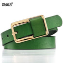 Fashionable Personality Green Belt Simple Narrow Waistband Skirt Decorative Genuine Belts for Women Accessories FCO143