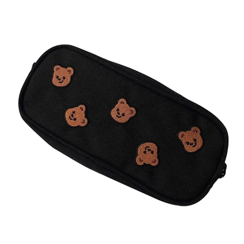 1 Pc Kawaii Bear Embroidery Canvas Pencil Bag Pen Case Kids Gift Cosmetic Stationery