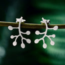 Lotus Fun Echtes 925er Sterlingsilber Natürlicher Kreativer Handgefertigter Edelschmuck Lebenszweige Blätter Ohrstecker für Frauen Brincos