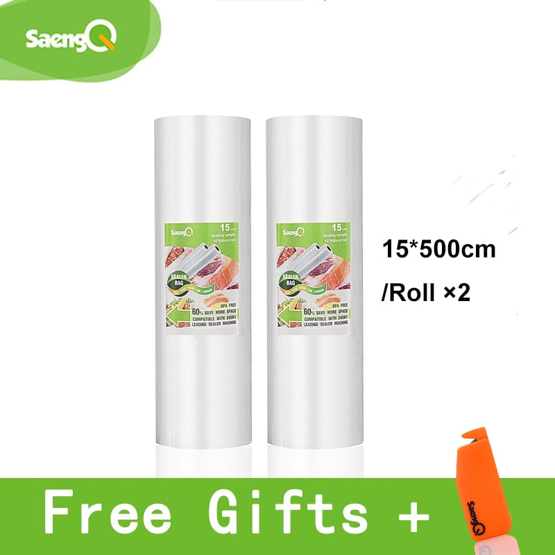 saengQ vacuum bags for food Vacuum Sealer Food Fresh Long Keeping 12+15+20+25+30cm*500cm Rolls/Lot bags for vacuum packer