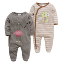 2pcs/lot baby rompers Baby Girl Clothes Full Sleeve 100%Cotton Cartoon Print Overalls Newborn Baby Footies Toddler Jumpsuit